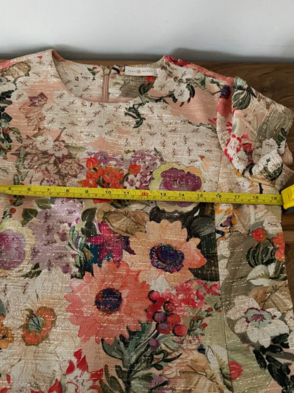 Tory Burch Peach Floral Mosaic Dress US Size 12 - Picture 8 of 12